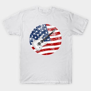 Electric Guitar USA Flag Guitarist Musician 4th July T-Shirt